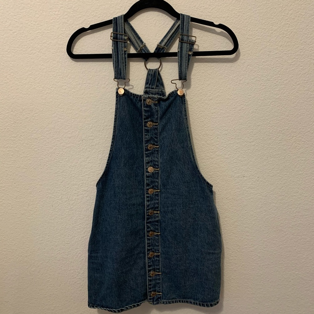 Overalls denim dress with pockets